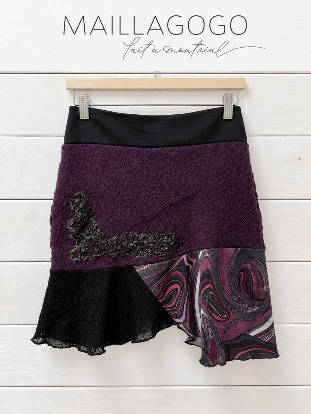 MAILLAGOGO Made in Montreal Patchwork Asymmetrical Skirt – Size M